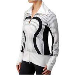 LULULEMON Black White Pinstripe SHE BOP Stride JACKET!